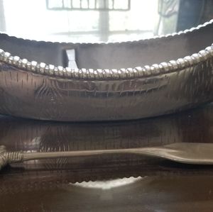 Mariposa silver serving canoe with paddle